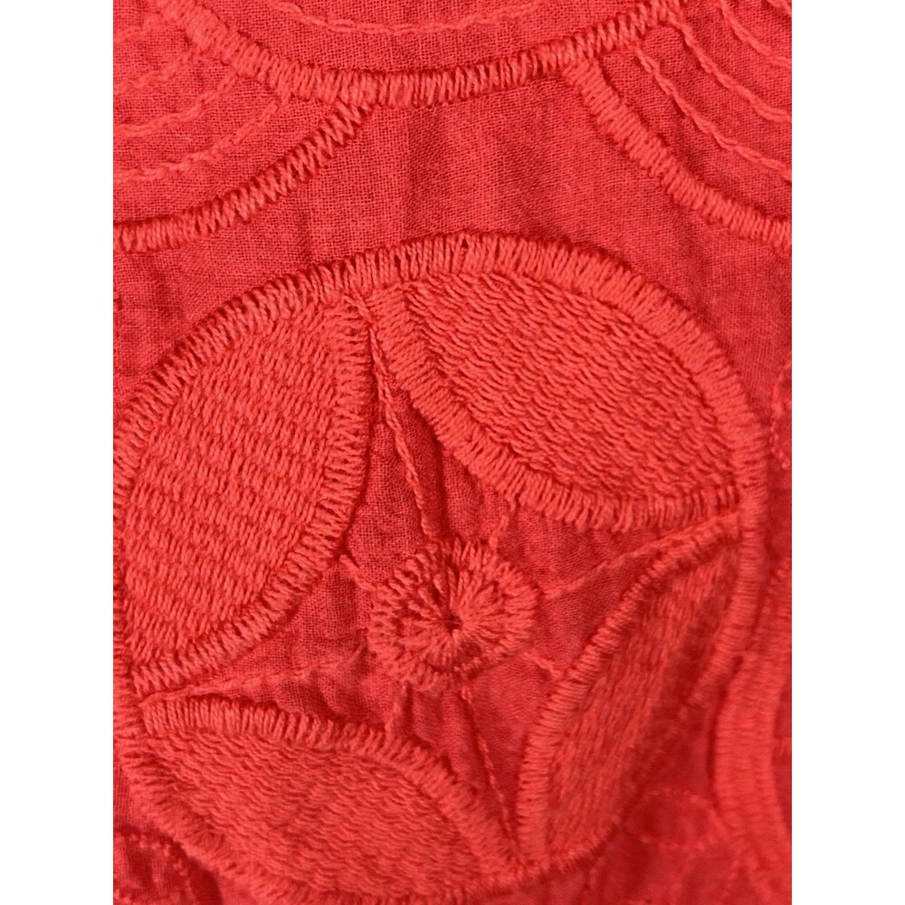Chicos sz 2 L Eyelet lace 3/4 sleeve coral blouse top - Picture 4 of 8
